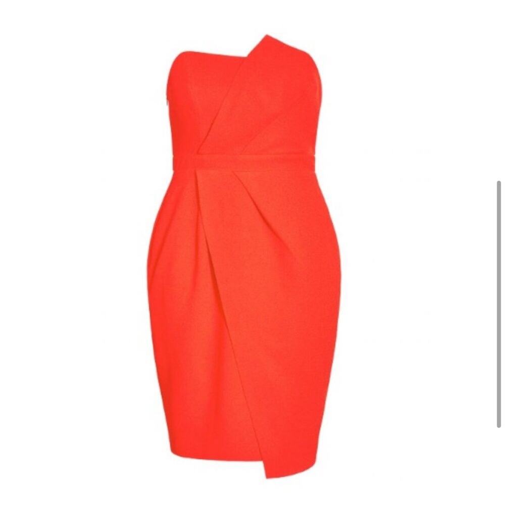 City Chic Tiger Lily Enchant orange red strapless draped dress size Small 16 NWT - Picture 2 of 16